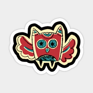 Short and Red Simple Owl Illustration Magnet