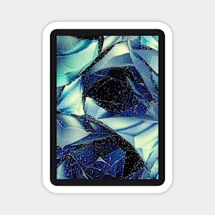 Abstract Blue and Green Roses Magnet