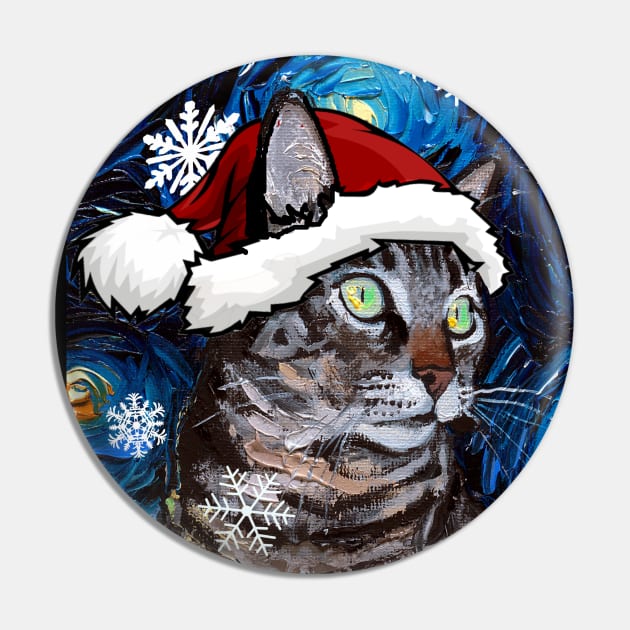 Tabby Santa Pin by sagittariusgallery