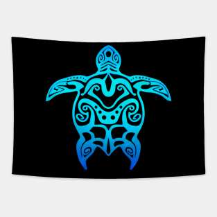 Ocean Blue Tribal Hawaiian Sea Turtle Tapestry