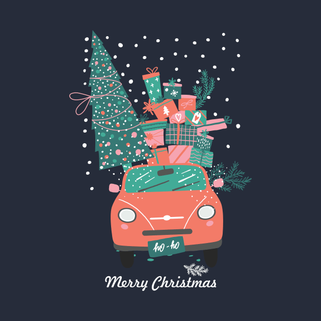 Christmas tree and gifts in a car ho ho ho! - Happy Christmas and a happy new year! - Available in stickers, clothing, etc by Crazy Collective