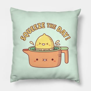 Funny Squeeze The Day Lemon Pun Pillow