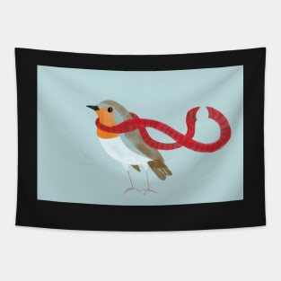 European Robin Dressed for Winter Tapestry