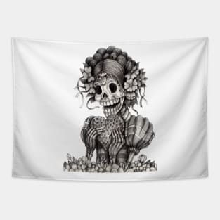 Girl skull in love day of the dead. Tapestry