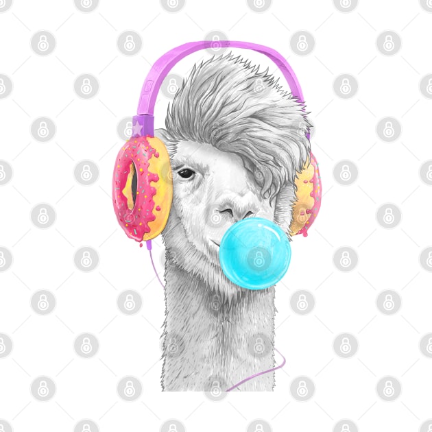 Lama in the headphones of donuts by NikKor