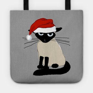 Siamese Santa Cat | Funny Cat Christmas Holiday Tote