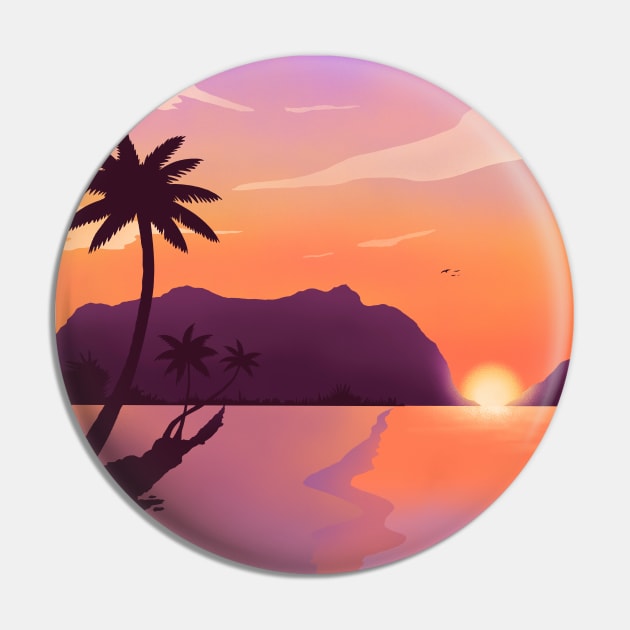 Sunset Beach Tropical Landscape Pin by Trippycollage