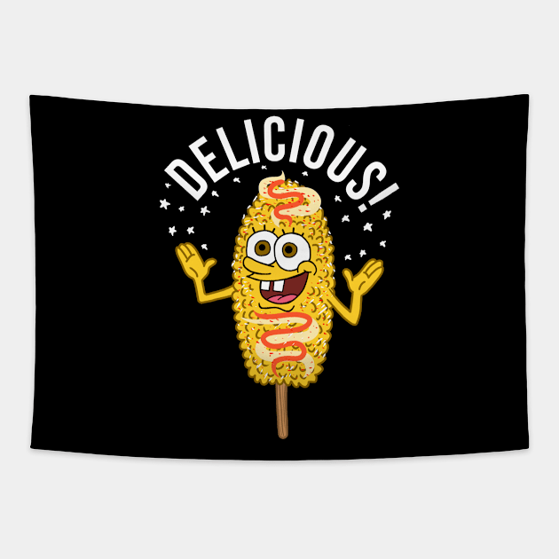 Funny Elote Mexican Street Corn Delicious Tapestry by Julio Regis