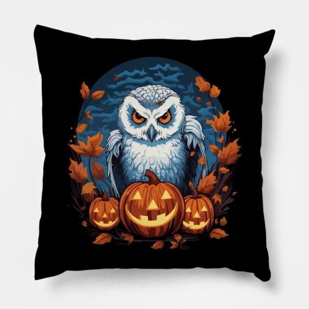 Snowy Owl Halloween Pillow by JH Mart