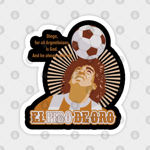 El Pibe de Oro - Diego Maradona Head Juggle Portrait for True Football Aficionados Magnet by Boogosh