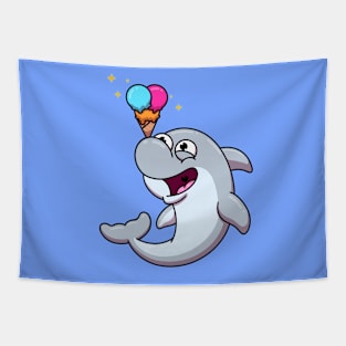 Dolphin Doing Tricks With Ice Cream Tapestry