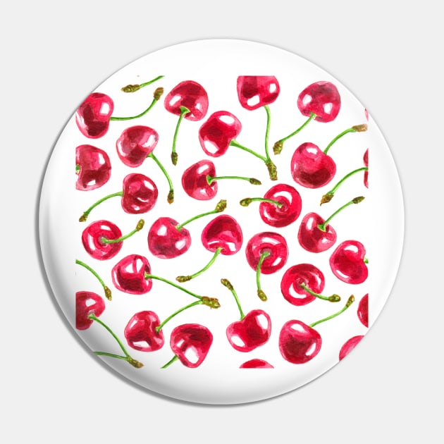 Watercolor cherries pattern Pin by katerinamk