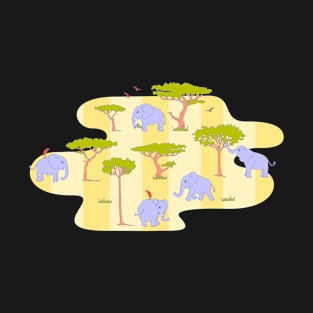 Purple elephants in the savannah T-Shirt