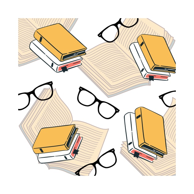 Book and Glasses Print Pattern by booksnbobs