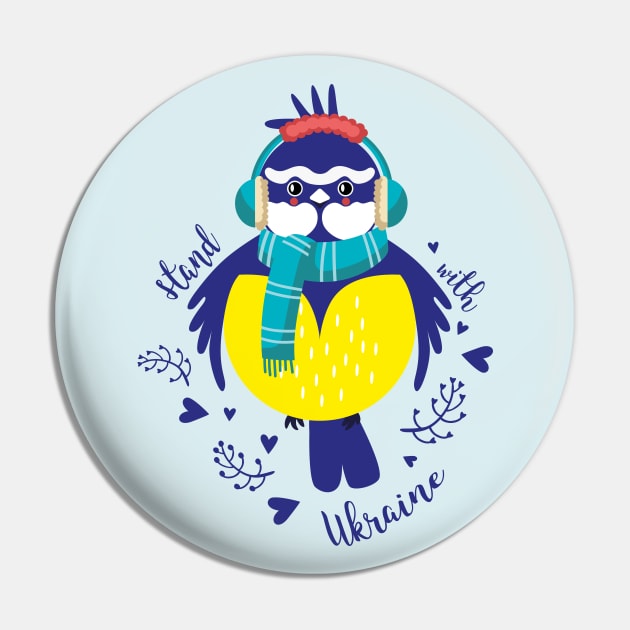 Tit bird stand with Ukraine Pin by Tagor_store