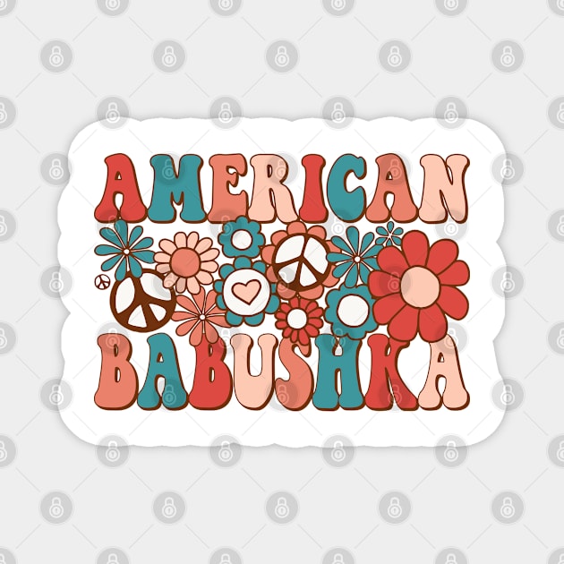 Retro Groovy American Babushka Matching Family 4th of July Magnet by BramCrye