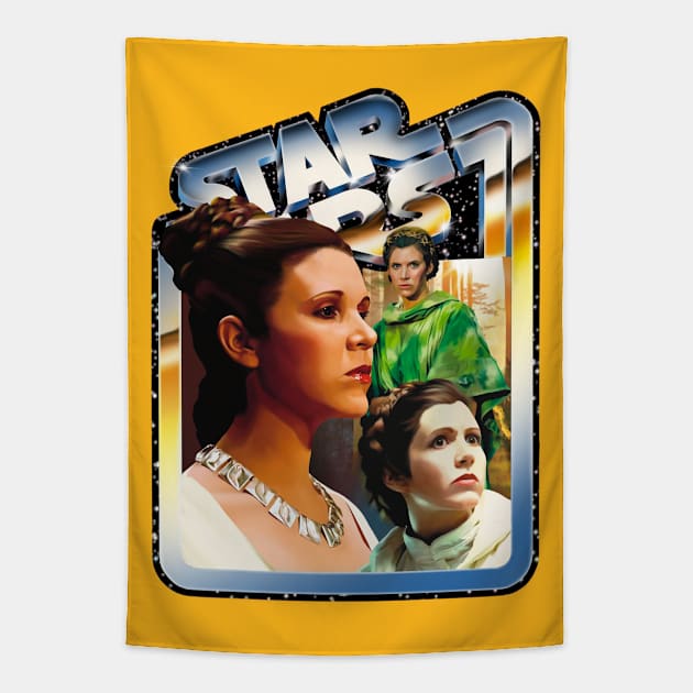 The Princess (black starfield, chrome border) Tapestry by Art And Soul