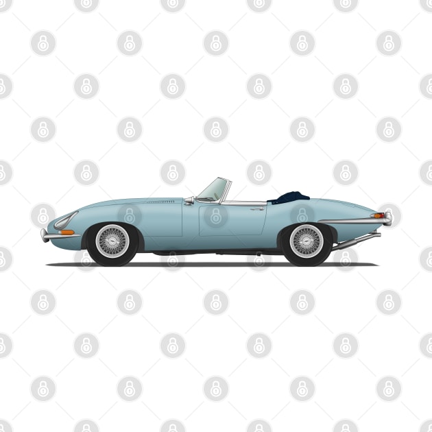 Jaguar E Type Roadster Silver Blue by SteveHClark