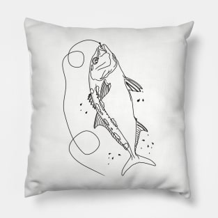 monochrome lineart illustration of a hooked samsons fish Pillow