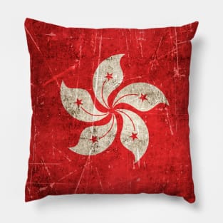 Vintage Aged and Scratched Hong Kong Flag Pillow