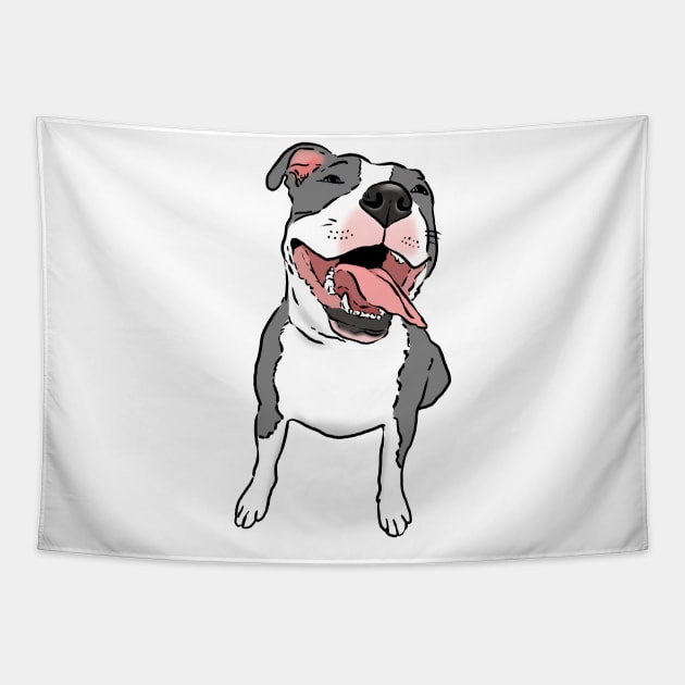 Happy Smiling Pitbull Tapestry by sockdogs