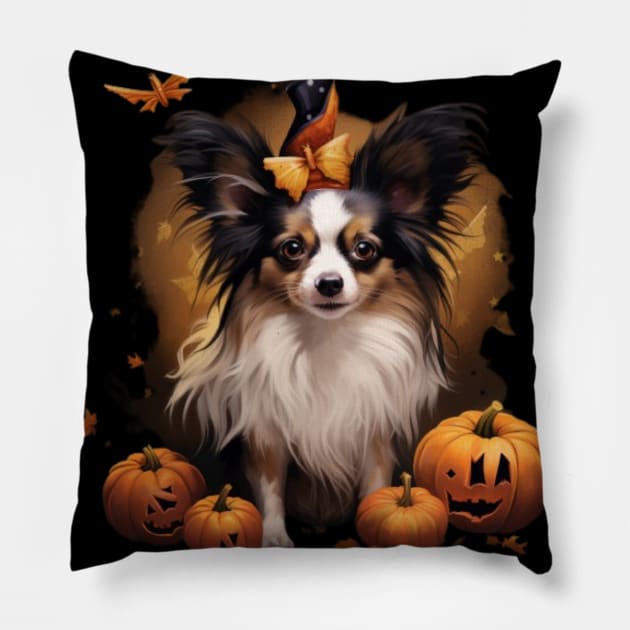 Halloween Papillon Puppy Pillow by NatashaCuteShop