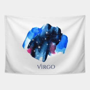 Virgo Zodiac Sign - Watercolor Star Constellation Tapestry