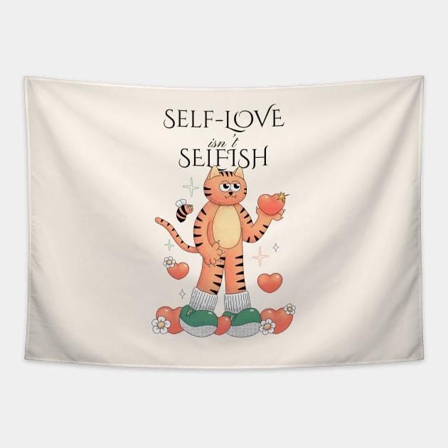 Self-Love Cat Tapestry by fluff.merch