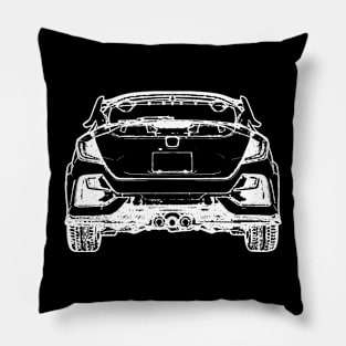 White Civic Type R Back View Line Art Pillow