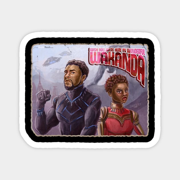 Wish You Were In Wakanda Magnet by Dustin Resch