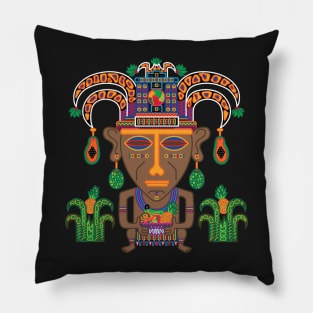 MUISCA CHIBCHA COLOMBIA FRUIT INDIAN MASK - full colour Pillow