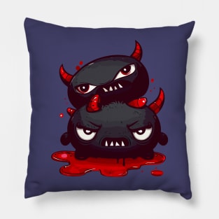 Cute little evil blood black monsters Halloween Pillow