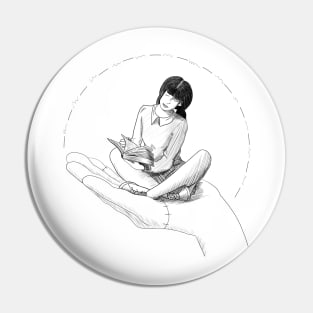 Wednesday Addams, Girl reading on top of Thing - Own Concept -  Not Hamlet Design Pin