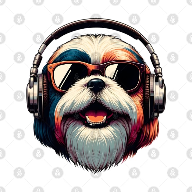 Lhasa Apso Smiling DJ Enjoys Vibrant Beats by ArtRUs