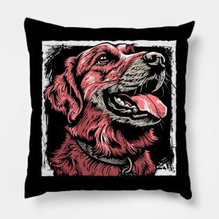 Retro Art Golden Retriever Dog Lover Pillow