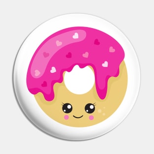 Kawaii Donut, Pink Donut, Doughnut, Icing, Hearts Pin