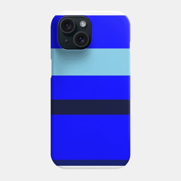 A super integration of Sky Blue, Primary Blue, Darkblue and Dark Navy stripes. Phone Case by Sociable Stripes