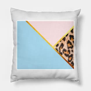 Abstract leopard print, color blocking blue Pillow