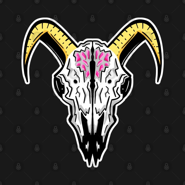 Rams Skull Illustration Mascot Pink Jewel Logo by Squeeb Creative