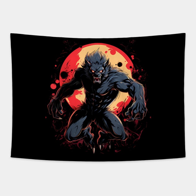 Scary Werewolf Full Moon Halloween Costume Horror Werewolf Tapestry by The Full Moon Shop