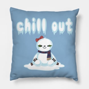 Snow Sloth says Chill Out Pillow