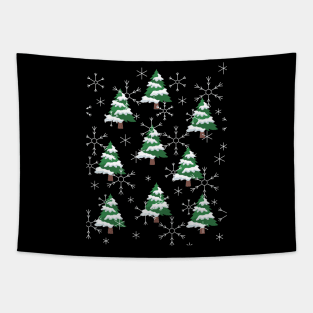 Snowy Christmas Trees Tapestry