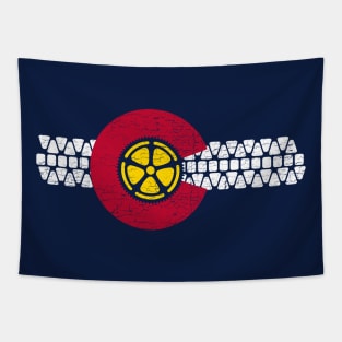 Bike Colorado State Flag Mountain Biking Art Gears Tapestry