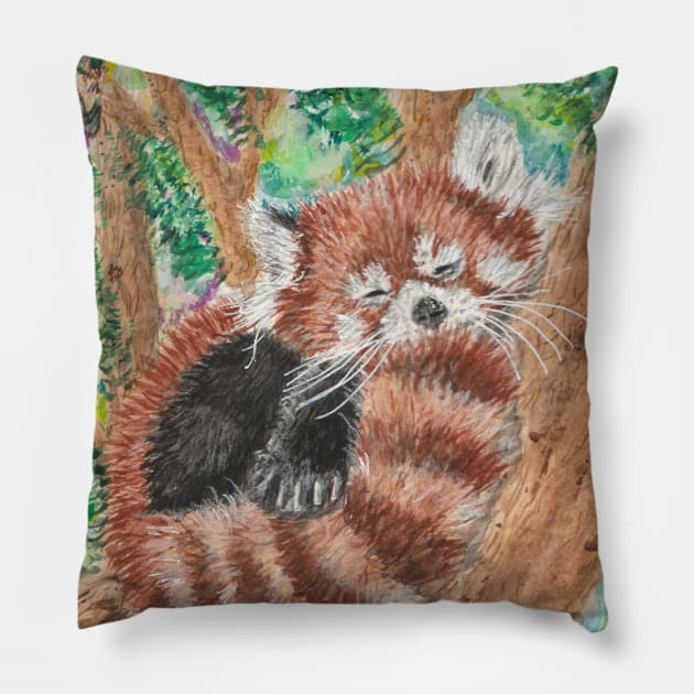 Red Panda Pillow by SamsArtworks