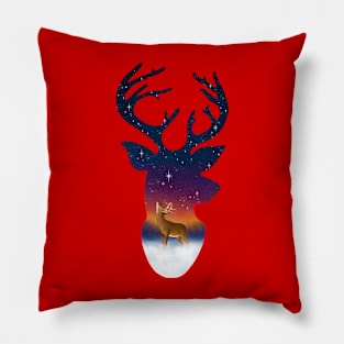 Rudolph Reindeer Double Exposure Pillow