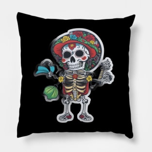 Mexican skeleton at Cinco de Mayo Pillow