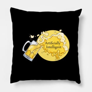 Funny Artificial Intelligence Spilled Beer Drinking Color Pillow