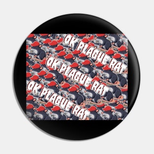 OK Plague Rat Red Hat Crowd Design Diagonal Print Pin