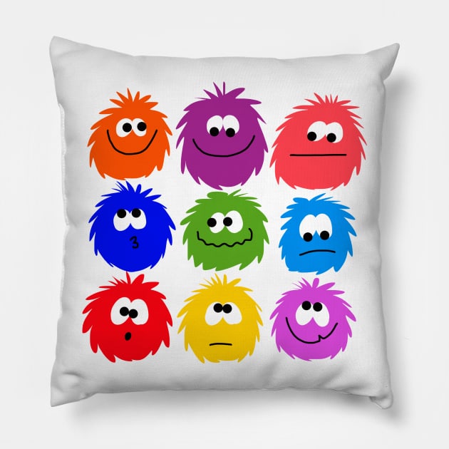 Nine fuzzies Pillow by wolfmanjaq