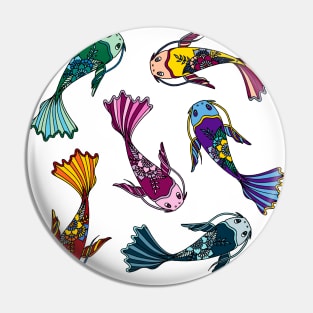 Koi Fish Pattern Colorful Palette Pin